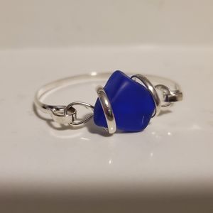 Beautiful ocean glass bangle bracelet